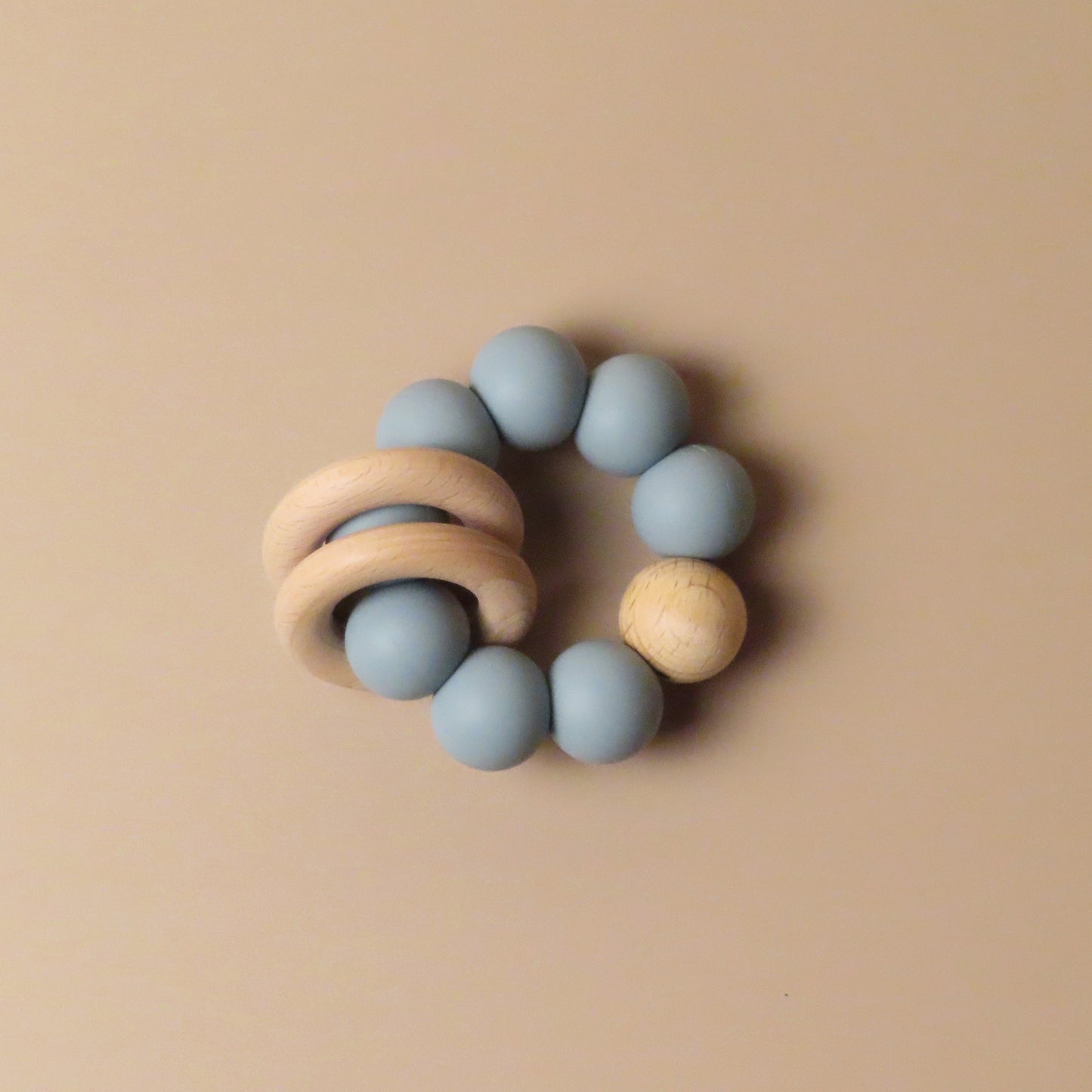 baby silicone and wooden teether beads aqua blue