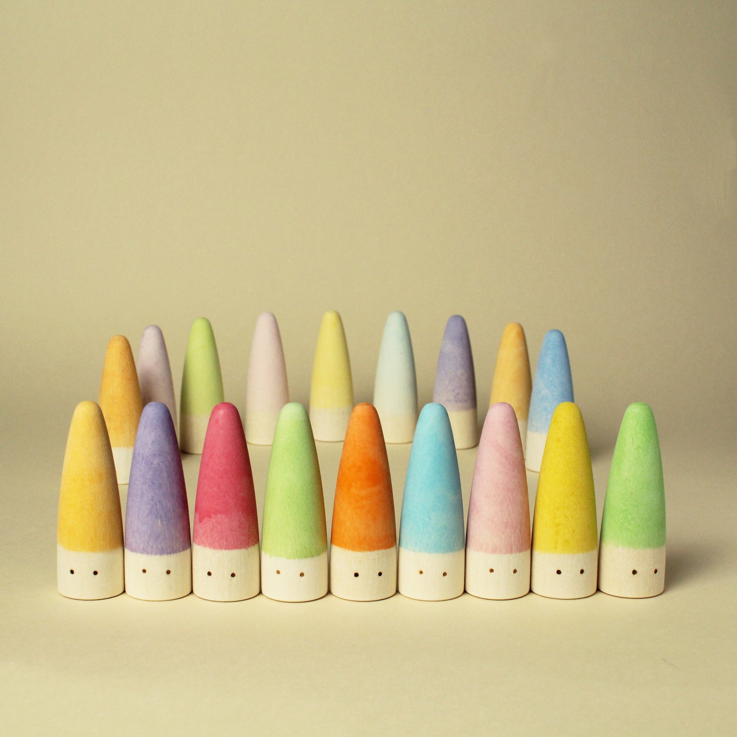 rainbow gnomes, montessori, wooden toy, educational, colourful