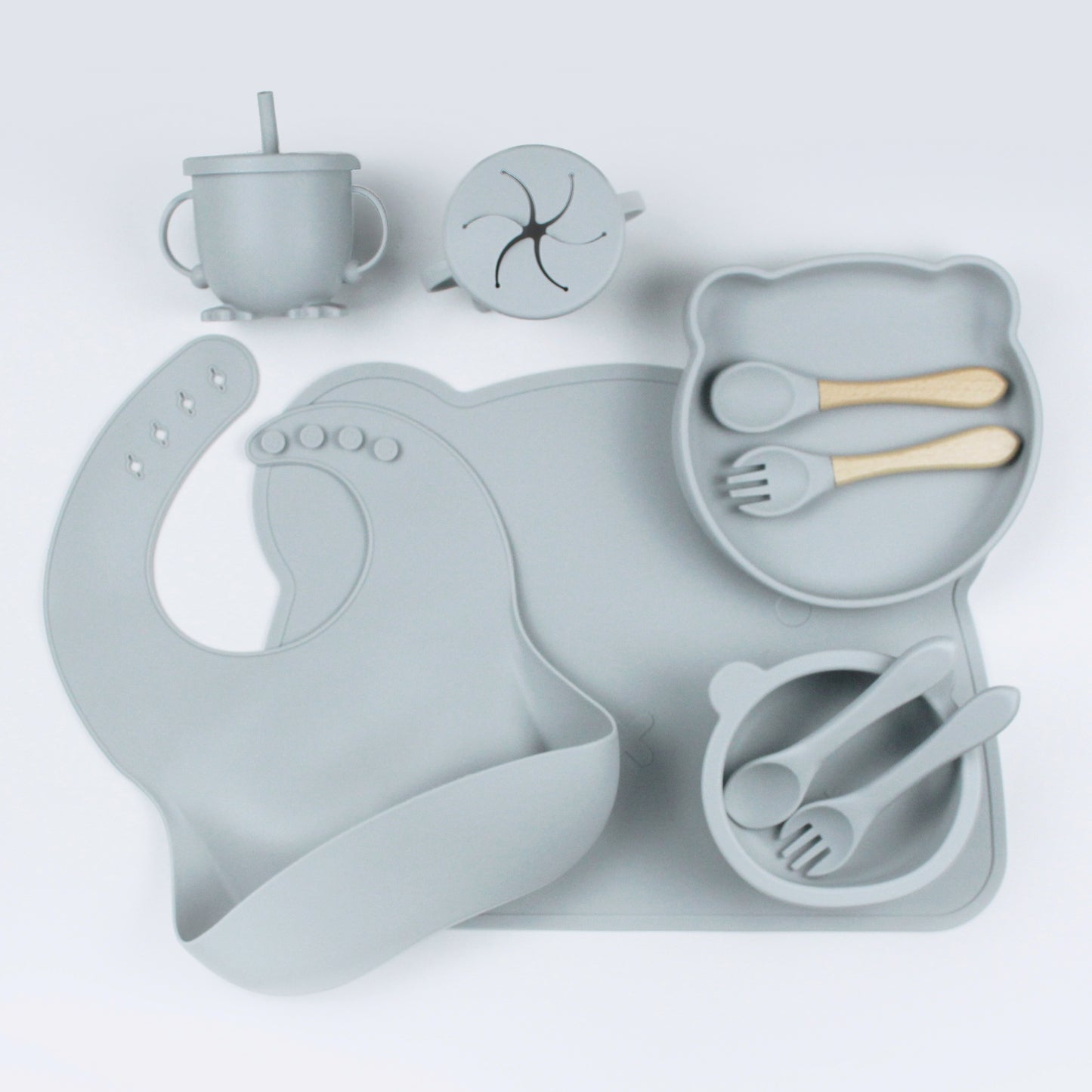 baby weaning 10 pc gift set in silver grey
