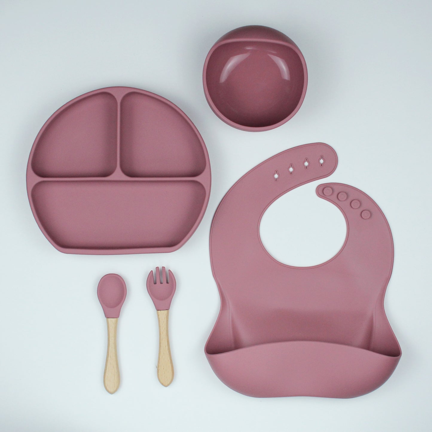 baby weaning 5 pc gift set in rosewood maroon