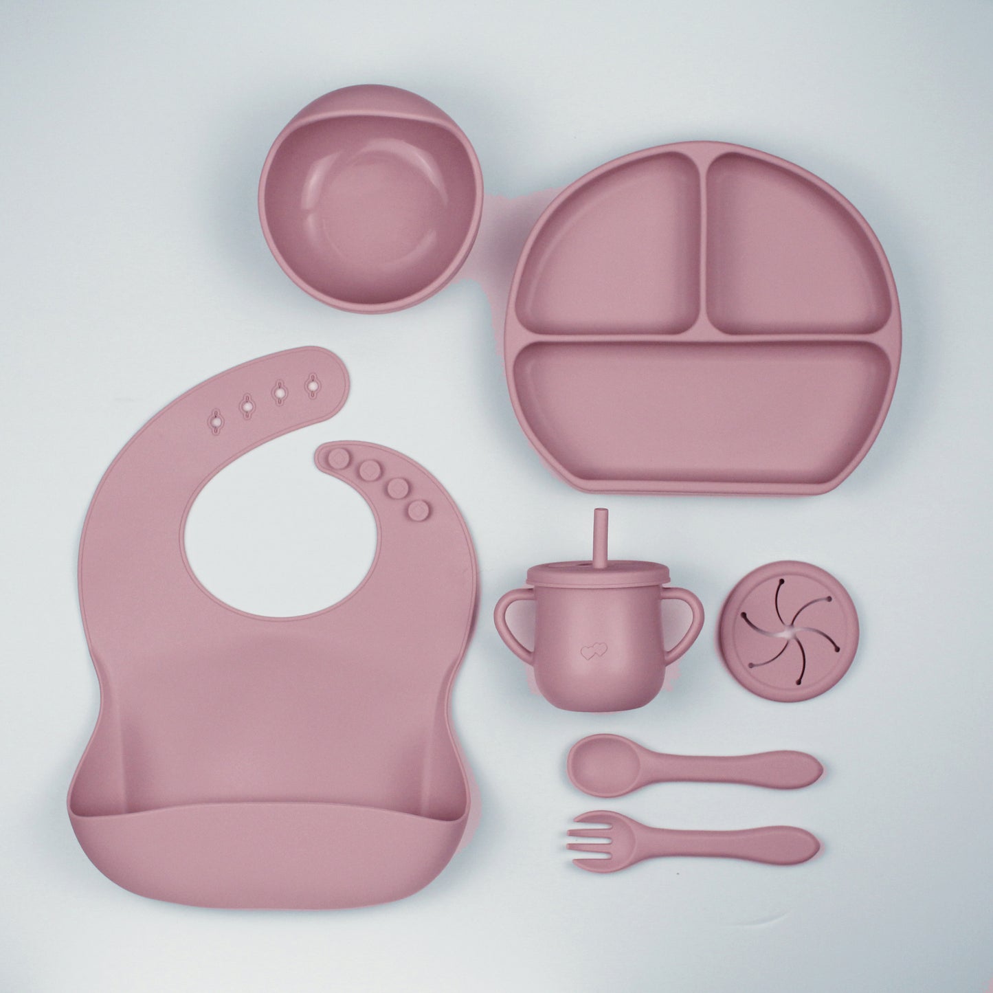 baby weaning 7 pc gift set in sweet pink