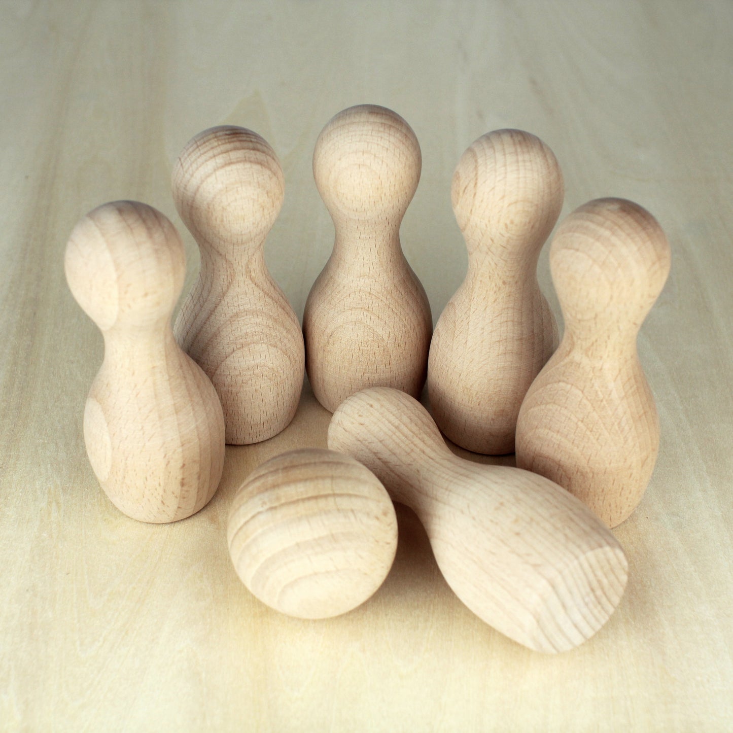 Scandi wooden bowling pins